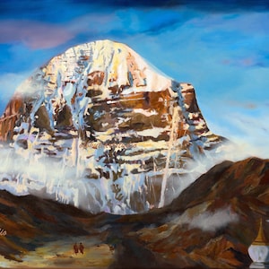 Mount Kailash-olieverfschilderij op premium canvas - De grootste mystieke bibliotheek ~Sadhguru