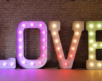 Colour changing giant centre piece wedding LOVE letters