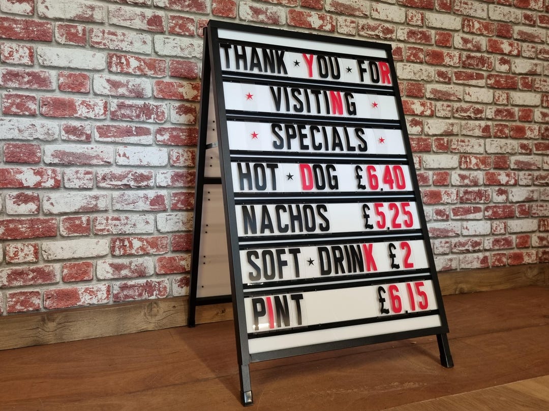 Sandwich Board Menu Display Sign With Letters - Etsy UK