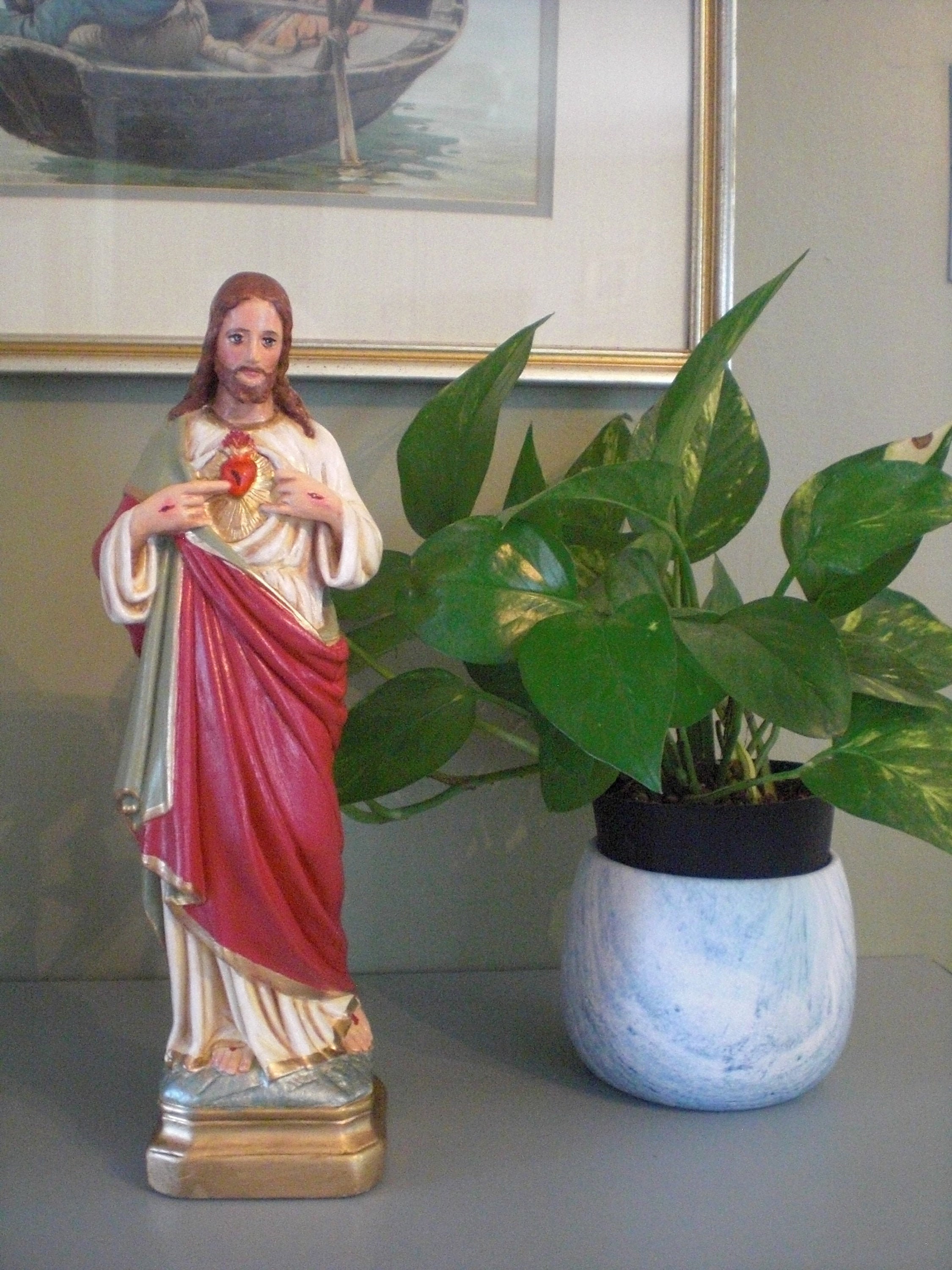 Catholic Sacred Heart Statue Home Decor Vintage 14 H Etsy UK