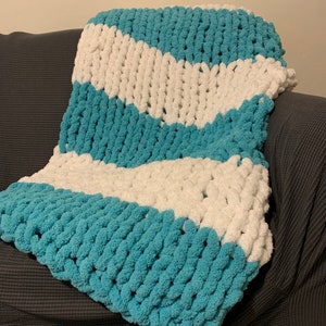 Blue and Sparkly White Knit Throw