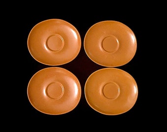 Vintage Mid Century Modern Modernist Raymor Roseville pumpkin Terracotta Glaze Pottery SAUCERS Plates Ben Seibel Design 1950s