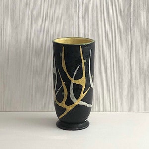 Vintage Mid Century Modern Hand Made Art Pottery Vase Livia Gorka Hungary Modernist Hungarian Ceramic 1950s image 1