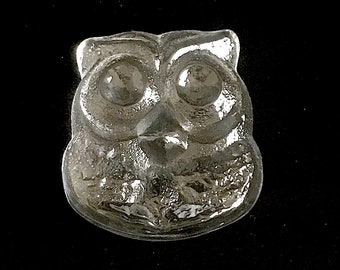 Vintage Mid Century Modern BLENKO Glass OWL Figurine Paperweight Art Glass 1970s / 80s Textured Clear