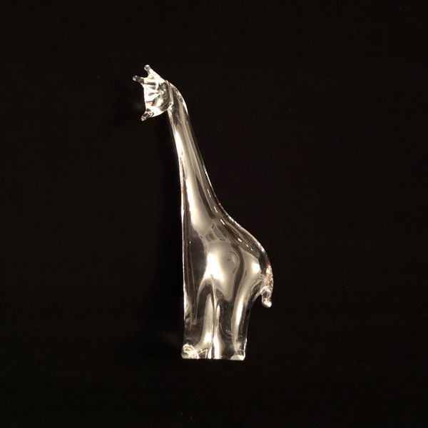 Vintage 1980s Eneryda of Sweden Scandinavian Hand Blown Art Glass Giraffe Sculpture Figure Figurine 10.25" Tall Abraham Strauss Label