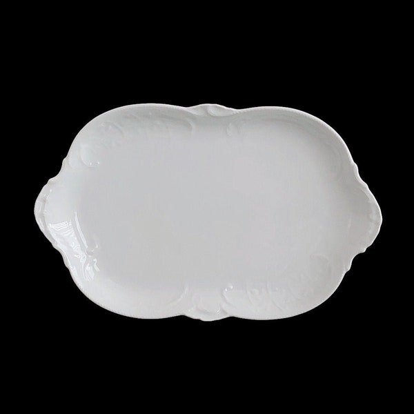 Vintage Rosenthal Germany Classic White Porcelain SANSSOUCI LG. 13 1/8" X 8.5" Serving Platter with Scalloped Design Sans Souci