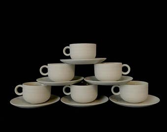 Mid Century Modern HORNSEA Concept Cups and Saucers Award Winning Design 1977 Martin Hunt & David Queensberry England Modernist