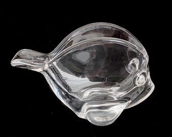 Vintage Mid Century Modern Art Glass COFRAC Art Verrier France Figural Fine Crystal Fish Bowl