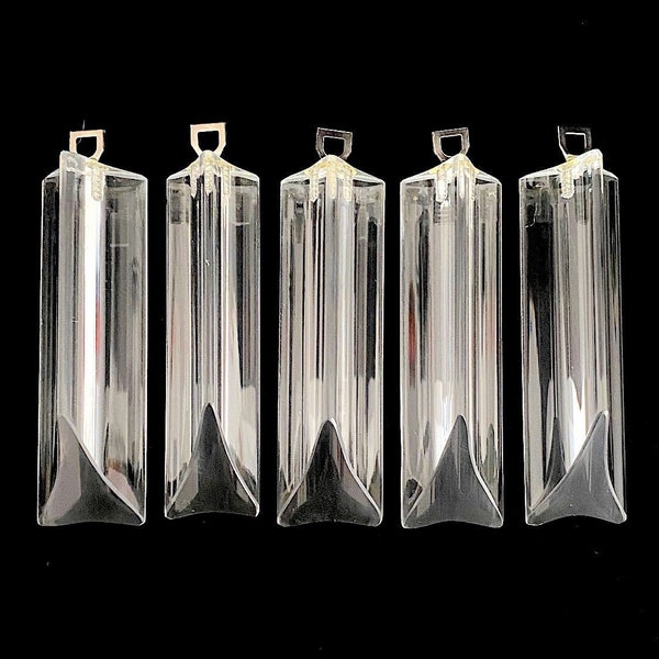Vintage 1960s 1970s Italian Venini Style 4.5" Sliced Angled TRIEDRI Crystal Glass Prisms Pendants for Murano Chandeliers MANY AVAILABLE