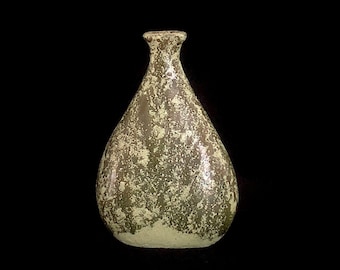 Vintage Mid Century Modern Italian Art Pottery FANTONI Vessel Vase 6.75" Tall with Green Glazes Italy 20th Century Design Classic MCM