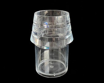 Vintage Italian Lucite Clear Acrylic Plastic Modernist Design Vase 8" Tall Marked: Arch. Alfio Di Bella Italy 1980s Post Modern Design