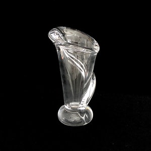 Vintage Modernist Fine French Art Glass Crystal Calla Lily Art Vannes Le Chatel Figural Floral Vase Sculpture France 1960s 1970s image 1