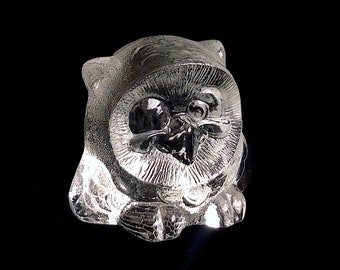 Vintage Mid Century Modern GOEBEL Glass OWL Figurine Paperweight German Glass Germany 1970s / 80s