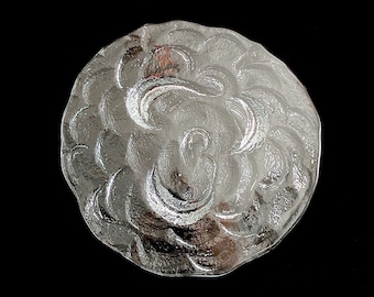 Vintage Modern LG 14" Art Glass BLENKO 7830 Cumulus Series Textured Freeform Ice Don Shepherd Design Footed Platter / Tray / Charger
