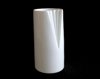 Vintage Mid Century Modern Rosenthal Studio Linie White Porcelain Sculptural Vase Ambrogio Pozzi Lady Gown PLISSE Vase 20th Century Design