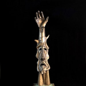 Vintage 1980 Modern Original Large 33.5 Tall Surrealist Art Bronze Sculpture by Artist Clyde Ball image 1