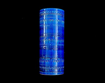 Vintage Crate & Barrel LARGE Italian Pottery Bitossi Rimini Blue Aldo Londi Vase Mid Century Modern Italy Design 14" Tall