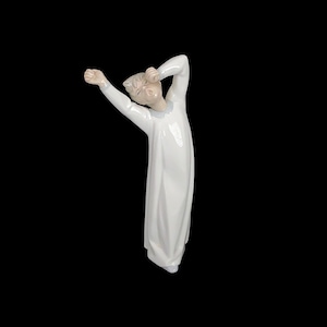 Vintage Retired LLADRO Porcelain Figurine Boy Stretching & Yawning in Pajamas 4870 Boy Awakening 8 3/8 Tall Spain Spanish Porcelain Daisa image 1