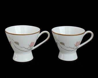 Vintage Lot of 2 Mid Century Modern Raymond Loewy QUINCE Pink Floral Pattern Rosenthal Porcelain Small Demitasse Cups