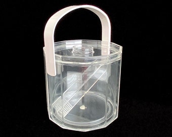 Vintage Italian Designer Plastic GUZZINI ZODIACO 12 Sided Ice Bucket Clear & White Plastic  Ambrogio Pozzi Design Italy Pop Era 1970s