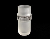 Vintage Mid Century Modern Rosenthal Studio Linie Art Glass Vase w Faceted Design Satin Frosted Clear Michael Boehm Design 4 5 8 quot Tall