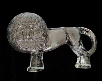 Vintage 1970s Modern Kosta Zoo Series LARGE Lion Figurine Bertil Vallien Design Scandinavian Sweden Art Glass