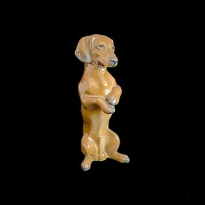 Vintage ROSENTHAL SELB Porcelain Germany Handgemalt DACHSHUND Dog Begging on 2 Hind Legs Figurine Sculpture image 1