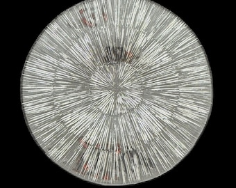 Vintage Mid century Modern SASAKI RAIN 14.5” Art Glass Textured Platter with Starburst 20th Century Design 1970s Classic Modern Japanese