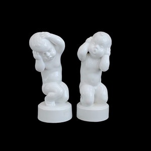 Vintage Set of 2 Bing & Grondahl Porcelain Babies Children in Aches and Pains Figurines Denmark