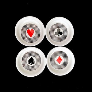 Vintage Set of 4 Playing Cards Theme Bowls Oeslauer Manufaktu W. Goebel Bavaria Germany Heart Spade Diamond and Clover image 2