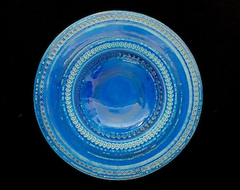 Vintage Crate & Barrel LARGE Italian Pottery Bitossi Rimini Blue Aldo Londi 18.5" Bowl Charger Mid Century Modern Italy Design