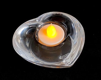 Vintage Modern Fine Scandinavian Art Glass Crystal ORREFORS Heart Shaped Votive Candleholder Candle Holder SEVERAL AVAILABLE