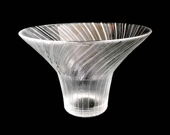 Vintage Mid Century Modern 1970s  IITTALA Art Glass Centerpiece Footed Bowl TUISKU 2790 Valto Kokko Design Finlad Finnish Modernist