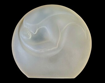 Vintage 1970s Frosted Lucite Acrylic Sculpture of Mother & Baby Child 10.5" Tall X 11" Wide