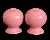 Pair of Vintage Fiesta Ball Salt and Pepper PINK Homer Laughlin Classic Retro Kitchenware Mid Century Modern