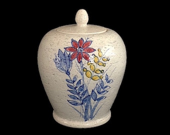 Vintage Mid Century Modern Bitossi Covered Urn Jar Vase w/ Floral Theme Aldo Londi 1960s Italy Italian Ceramic Pottery Rosenthal Netter