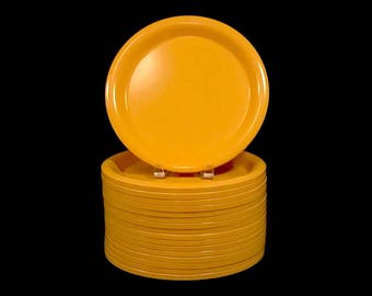 Vintage Mid Century Modern INGRID Chicago Melamine Space Age Plastic Dinner Plate 10 1/8" 1970s MCM Egg Yolk Yellow