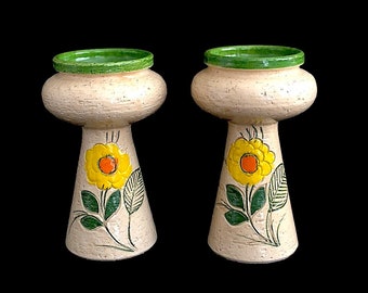 Vintage Mid Century Modern Italian Pottery Candleholders / Vases Aldo Londi Bitossi Italy Rosenthal Netter 20th Century Classic Design 1960s