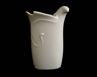 Vintage Mid Century Modern DANSK Gunnar Cyren Design White Porcelain Bird Vase 8&quot;  TALL Vase Modernist MCM Danish Design