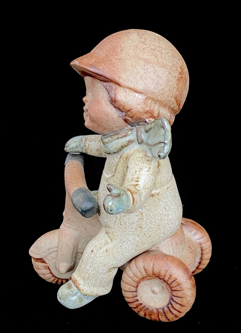 Vintage Modern 1970s Figural Boy riding a Tricycle Stoneware Pottery Ceramic Lisa Larson Style JAPAN UCTCI image 7