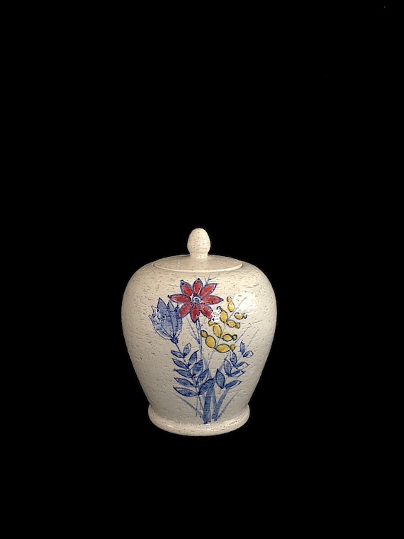 Vintage Mid Century Modern Bitossi Covered Urn Jar Vase W/ Floral