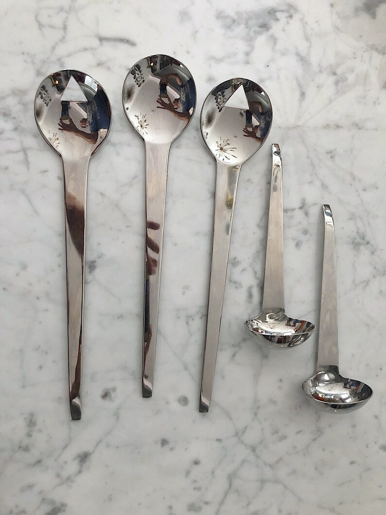 Vintage Mikasa Stainless Steel 188 Serving Utensils Spoons Etsy