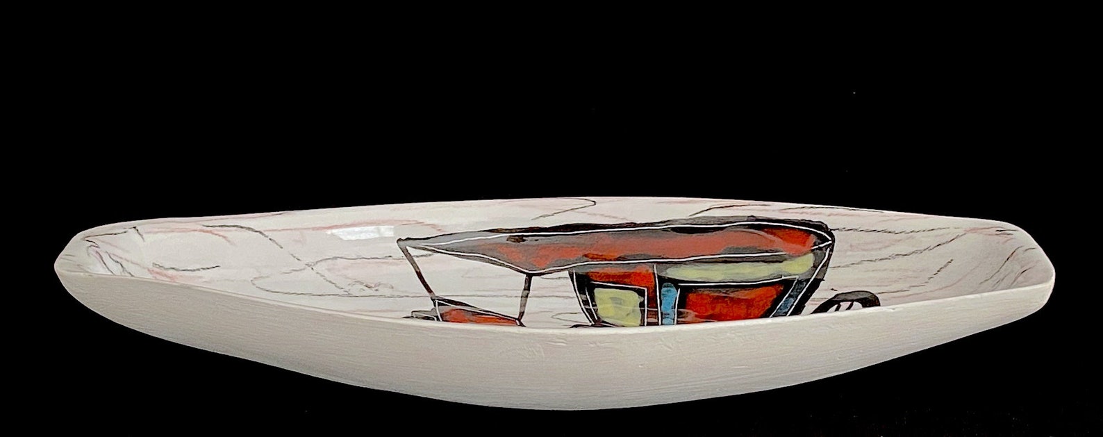 Vintage Mid Century Modern Italian Art Pottery Hand Painted Bowl Dish ...
