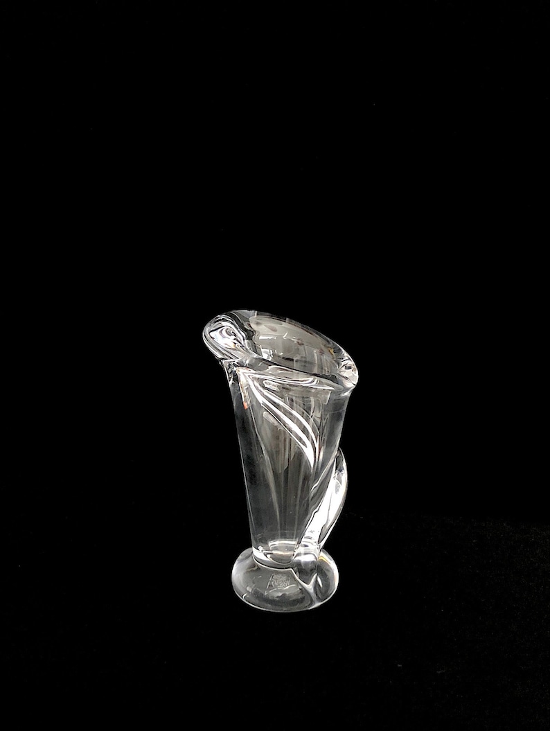 Vintage Modernist Fine French Art Glass Crystal Calla Lily Art Vannes Le Chatel Figural Floral Vase Sculpture France 1960s 1970s image 1