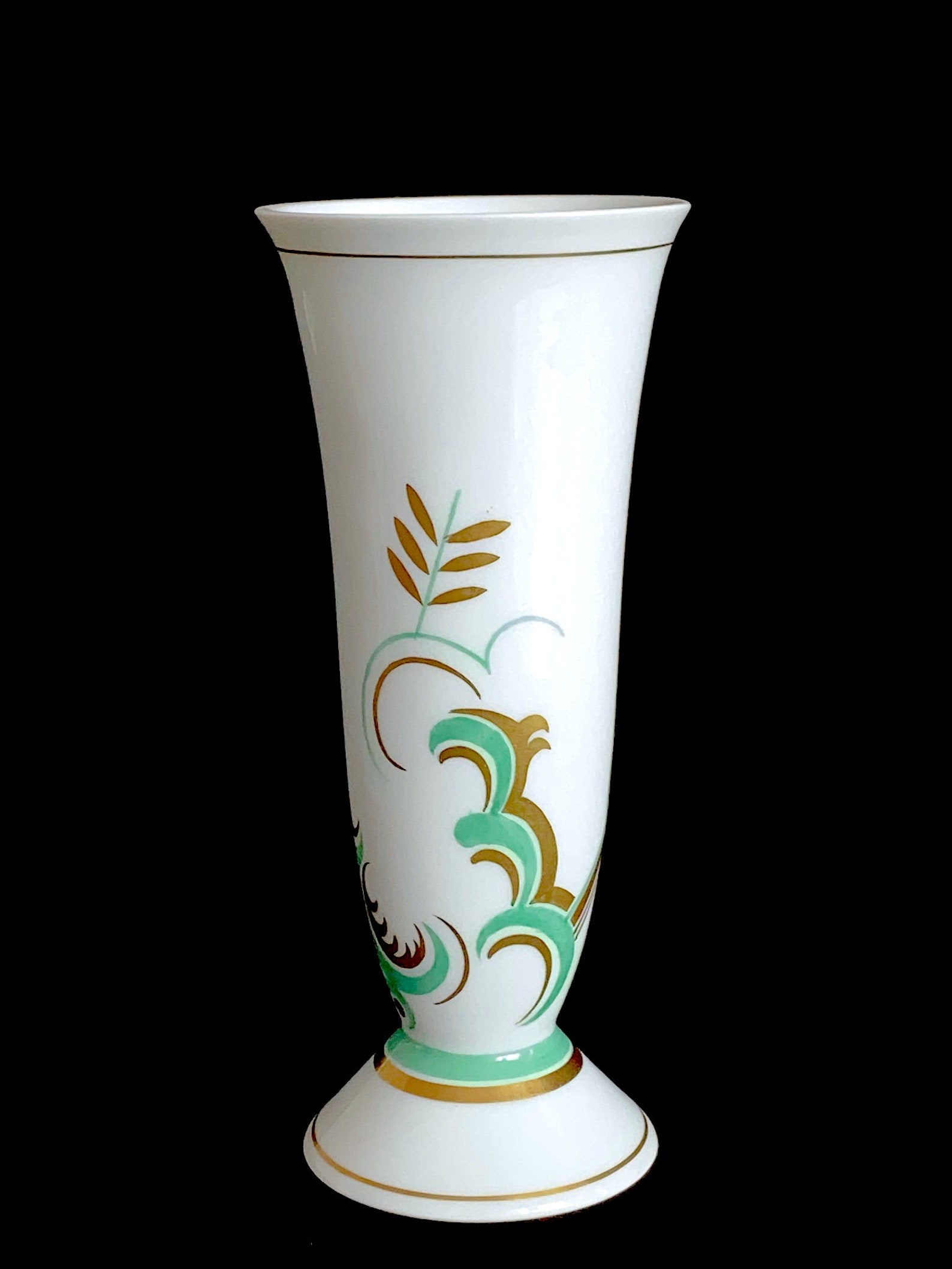 Vintage Rosenthal Vase With Modernist Designs in Green and Etsy