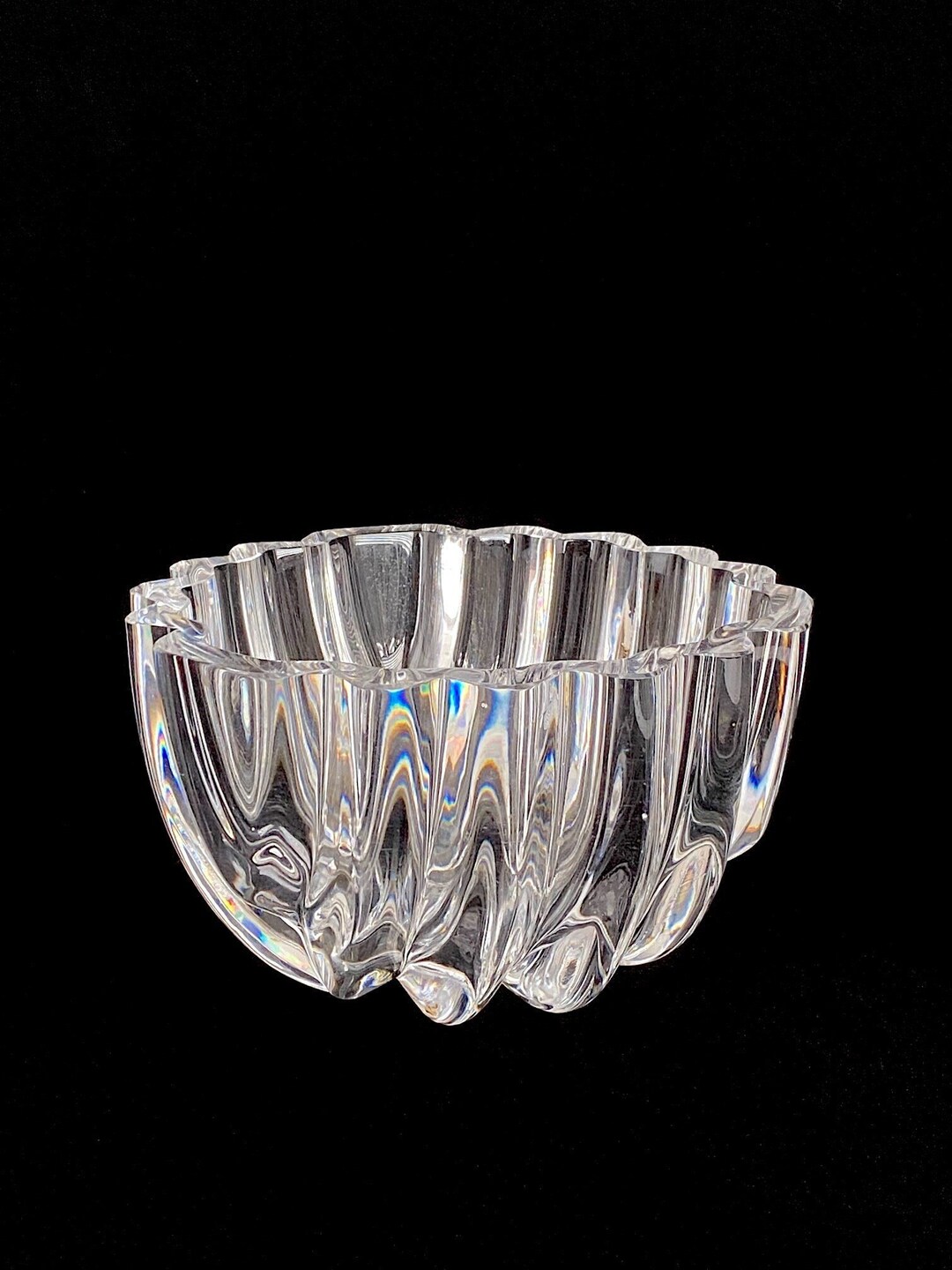 Vintage Orrefors Sweden Crystal Modernist Art Glass Bowl