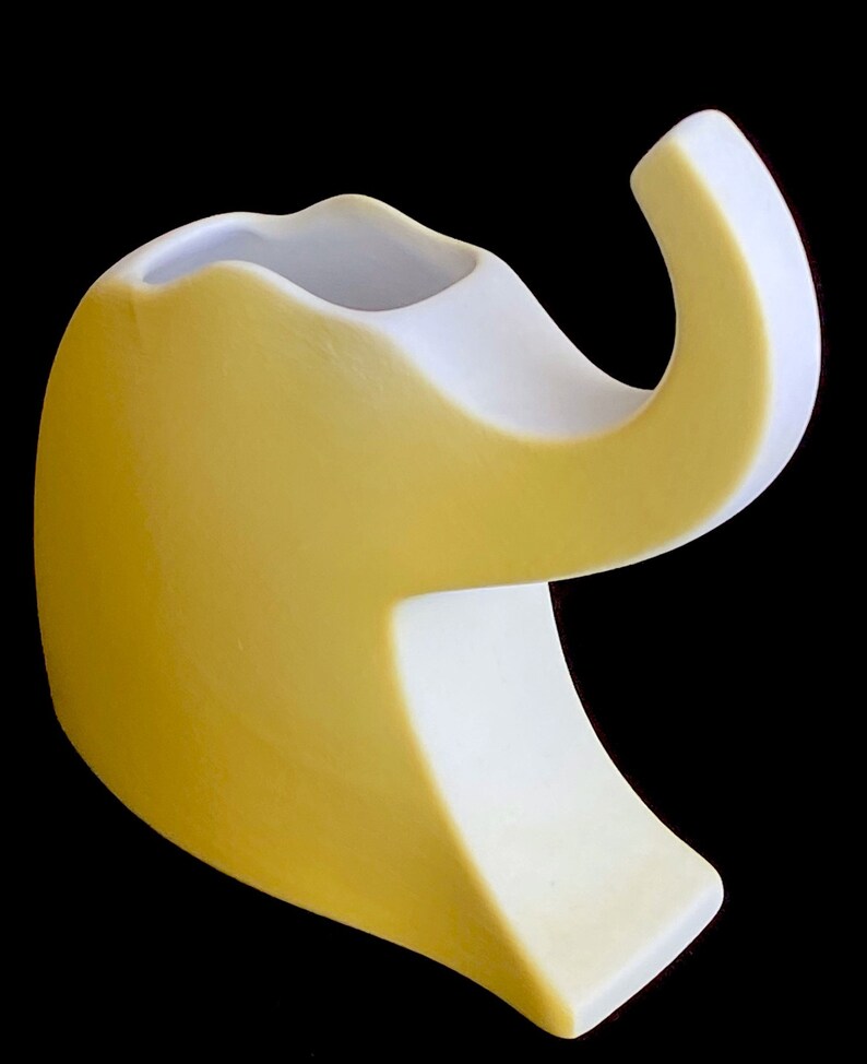 Vintage Modernist Rosenthal Studio Linie Whimsical Elephant Vase in YELLOW by Johan Van Loon Germany 1980s Post Modern image 4