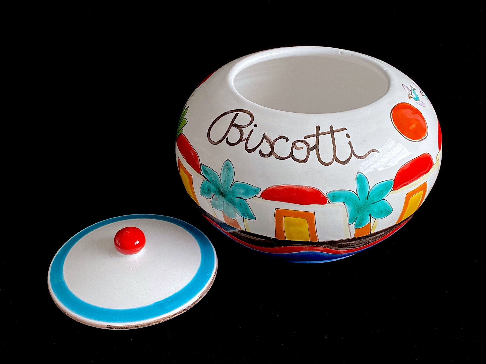 Vintage Mid Century Modern Italian Hand Painted Art Pottery LARGE ...
