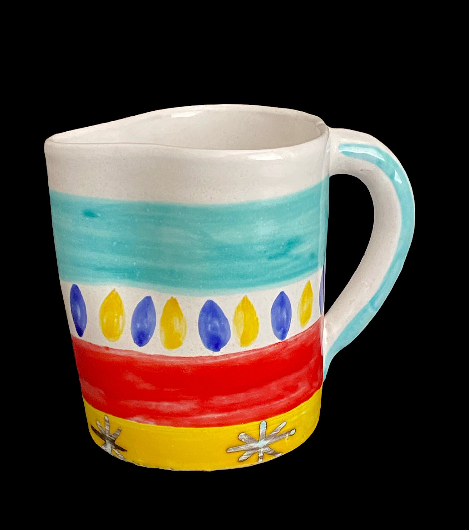 Retro Vintage Italian Designer Hand Painted Large 6" Tall Pottery Jug ...