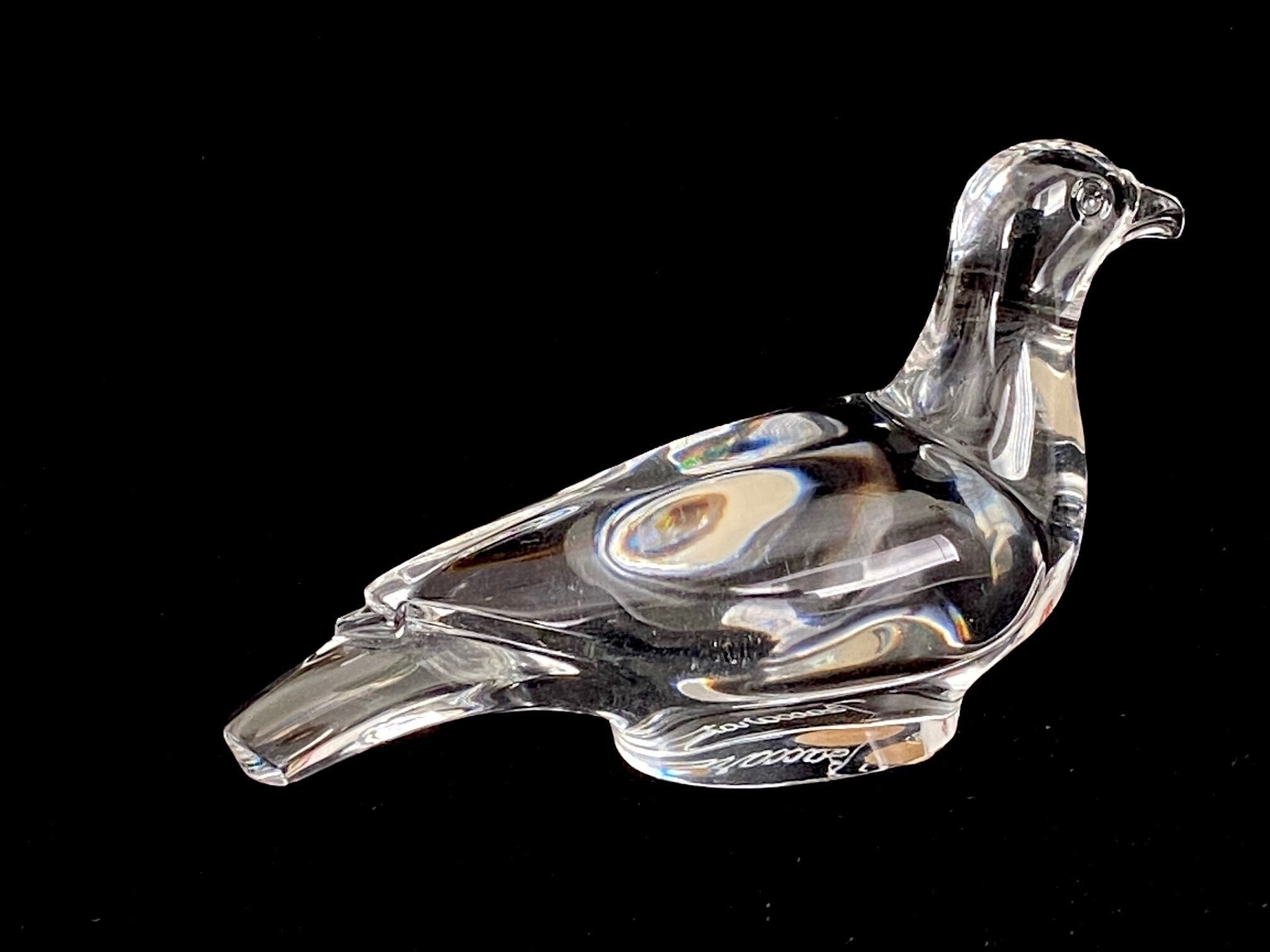 Fine Vintage Modern French Art Glass Crystal BACCARAT Dove Pigeon